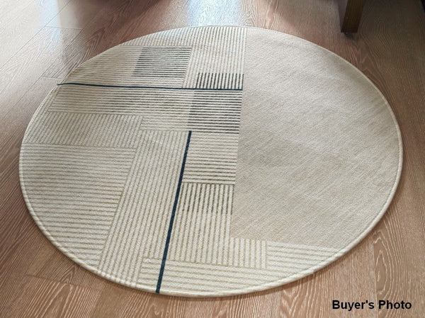 Abstract Contemporary Round Rugs under Chairs, Circular Area Rugs for Bedroom, Modern Rugs for Dining Room, Geometric Modern Rugs for Living Room-Grace Painting Crafts