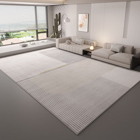 Unique Large Contemporary Floor Carpets for Living Room, Grey Geometric Modern Rugs in Bedroom, Modern Rugs for Sale, Dining Room Modern Rugs-Grace Painting Crafts