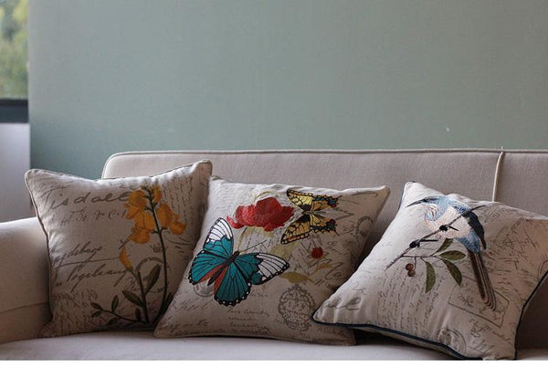 Decorative Throw Pillows, Butterfly Cotton and linen Pillow Cover, Sofa Decorative Pillows, Decorative Pillows for Couch-Grace Painting Crafts