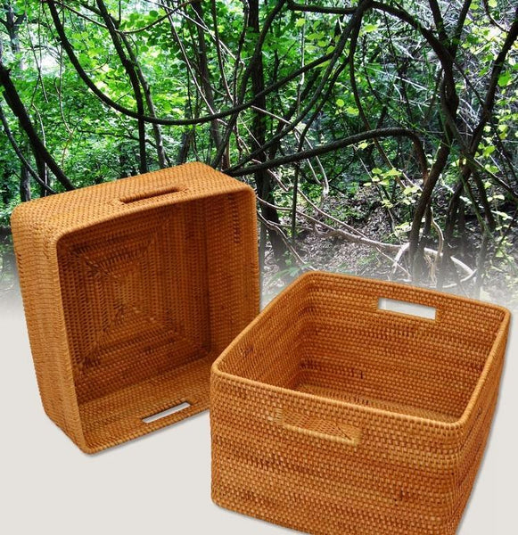 Rectangular Storage Basket for Shelves, Rattan Storage Basket for Kitchen, Storage Baskets for Bathroom, Woven Storage Baskets for Clothes-Grace Painting Crafts