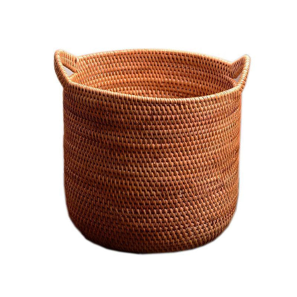 Large Woven Storage Basket with Handle, Large Rattan Basket, Large Round Storage Basket for Bathroom-Grace Painting Crafts