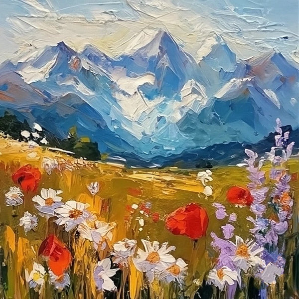 Original Small Landscape Paintings, Heavy Texture Canvas Art, The Alps Mountain Painting, Small Canvas Paintings, Easy Landscape Painting Ideas, Simple Small Canvas Paintings-Grace Painting Crafts