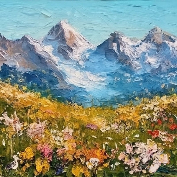 Heavy Texture Canvas Art, Small Canvas Paintings, The Alps Mountain Painting, Original Small Landscape Paintings, Easy Landscape Painting Ideas, Simple Small Canvas Paintings-Grace Painting Crafts