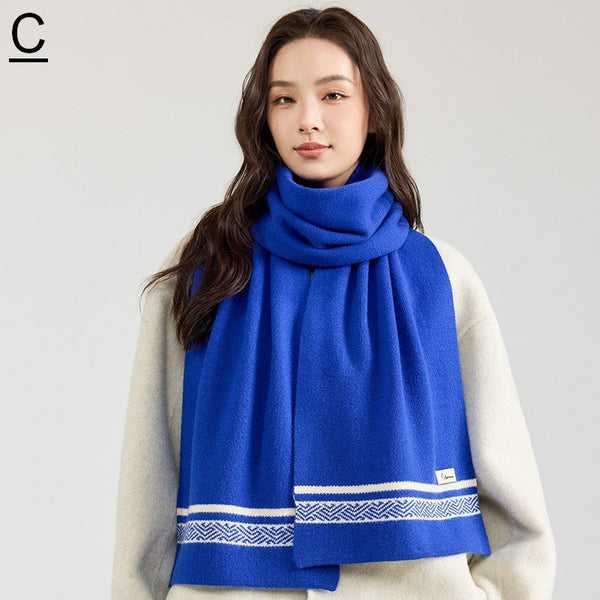 Modern Winter Scarf, Blue Casual Scarf for Women, Fashion Designer Scarf, Cold Weather Scarf, Wool Scarf for Women, Soft Cashmere Scarf for Women-Grace Painting Crafts