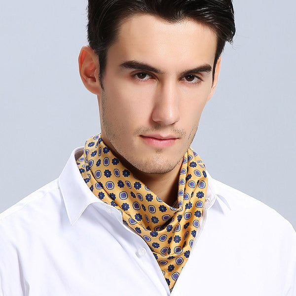 Lightweight Silk Scarf Men, Short Silk Scarf Business, Mens Silk Head Scarf, Mens Silk Neck Scarf, Silk Scarf For Work, Casual Silk Scarf Mens, Silk Ascot Scarf Men-Grace Painting Crafts