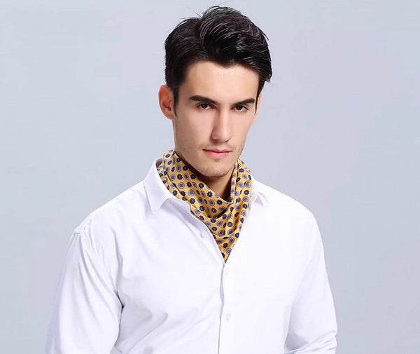 Lightweight Silk Scarf Men, Short Silk Scarf Business, Mens Silk Head Scarf, Mens Silk Neck Scarf, Silk Scarf For Work, Casual Silk Scarf Mens, Silk Ascot Scarf Men-Grace Painting Crafts