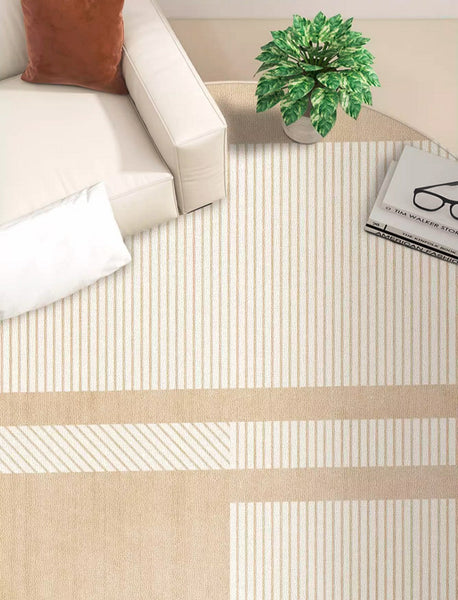 Contemporary Round Rugs, Bedroom Modern Round Rugs, Circular Modern Rugs under Dining Room Table, Geometric Modern Rug Ideas for Living Room-Grace Painting Crafts