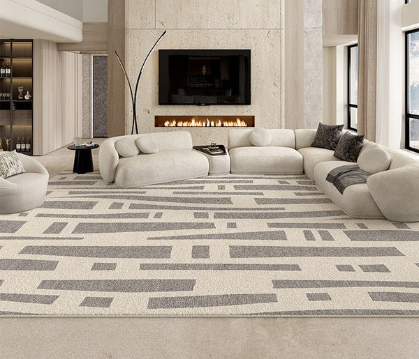 Large Modern Rugs for Living Room, Gray Geometric Area Rugs for Bedroom, Contemporary Area Rugs for Dining Room-Grace Painting Crafts