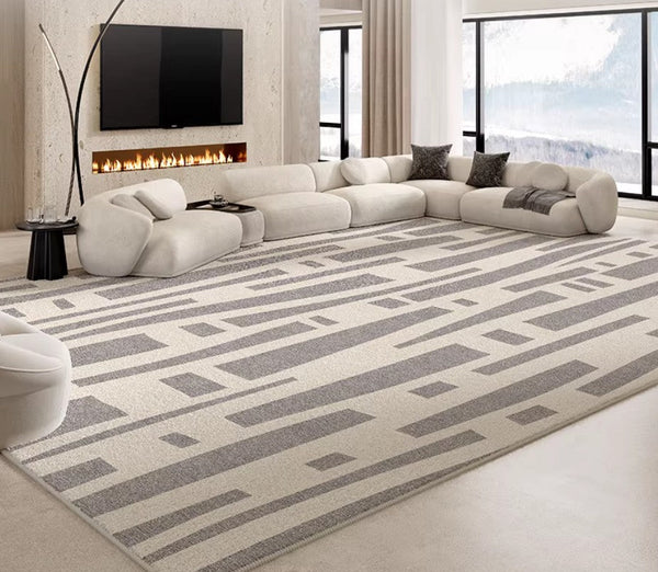 Large Modern Rugs for Living Room, Gray Geometric Area Rugs for Bedroom, Contemporary Area Rugs for Dining Room-Grace Painting Crafts
