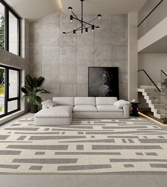 Large Modern Rugs for Living Room, Gray Geometric Area Rugs for Bedroom, Contemporary Area Rugs for Dining Room-Grace Painting Crafts