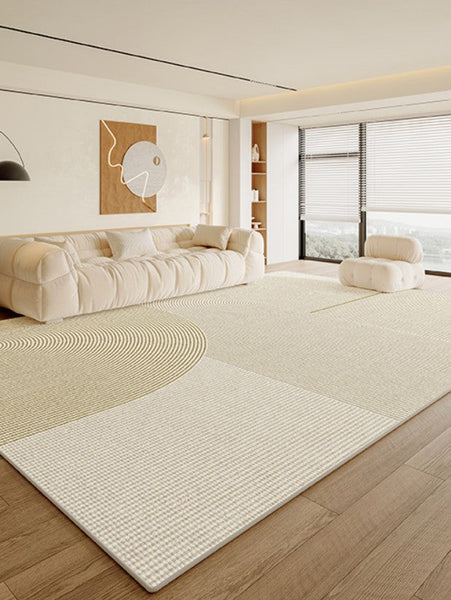 Abstract Contemporary Rugs for Bedroom, Modern Rugs under Sofa, Dining Room Floor Rugs, Modern Rugs for Office, Large Cream Color Rugs in Living Room-Grace Painting Crafts