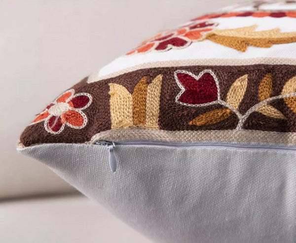 Farmhouse Decorative Throw Pillows for Couch, Embroider Flower Cotton Pillow Covers, Cotton Flower Decorative Pillows, Decorative Sofa Pillows-Grace Painting Crafts