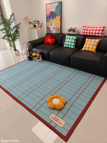Modern Living Room Rug Ideas, Mid Century Contemporary Rugs, Geometric Modern Area Rugs, Blue Modern Rugs for Dining Room-Grace Painting Crafts