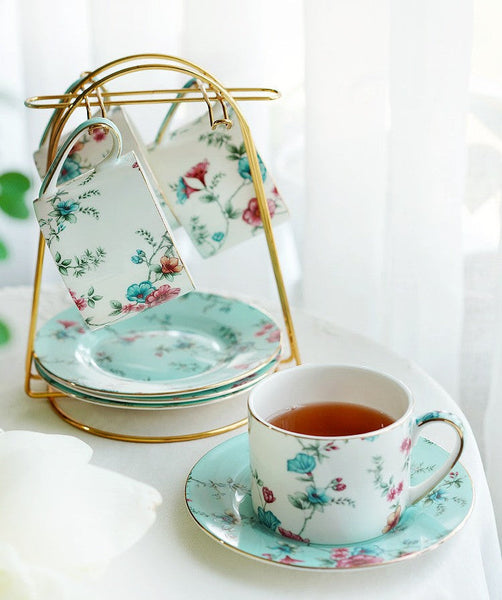 Vintage Tea Cup Set, Elegant Coffee Cup, Porcelain Tea cups, British Tea Cup Set, Afternoon Tea Cup with Saucer Set, Porcelain Coffee Cups, Coffee Cup in Gift Box-Grace Painting Crafts