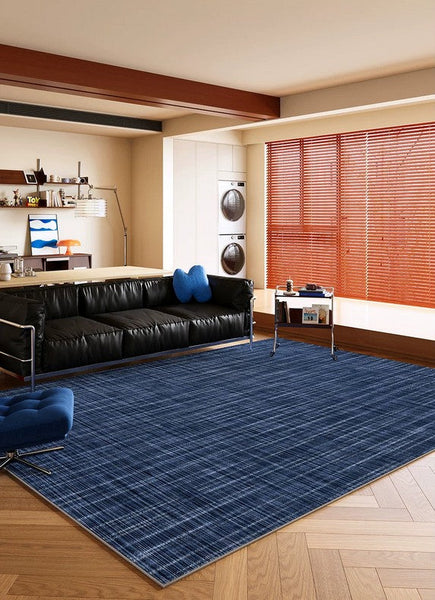 Mid Century Area Rugs, Contemporary Modern Living Room Rug Ideas, Blue Modern Rugs for Dining Room, Bedroom Modern Floor Carpet-Grace Painting Crafts