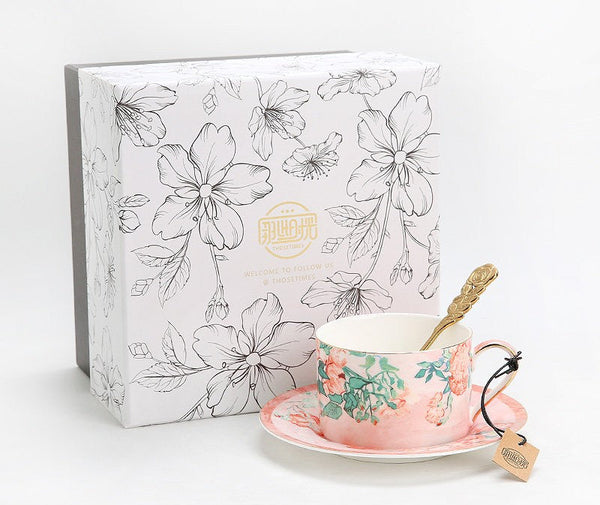 Porcelain Tea cups, British Tea Cup Set, Afternoon Tea Cup with Saucer Set, Elegant Coffee Cup, Porcelain Coffee Cups, Coffee Cup in Gift Box, Vintage Tea Cup Set-Grace Painting Crafts