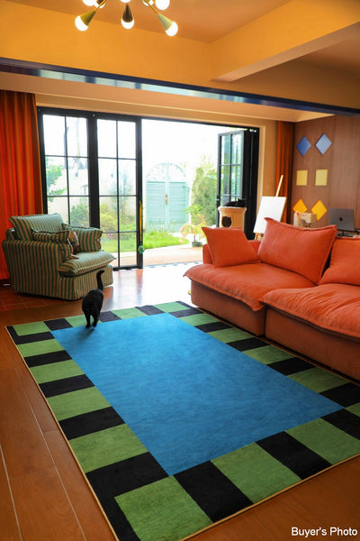 Mid Century Contemporary Rugs, Geometric Modern Rugs, Modern Living Room Rug Ideas, Colorful Area Rugs for Dining Room-Grace Painting Crafts