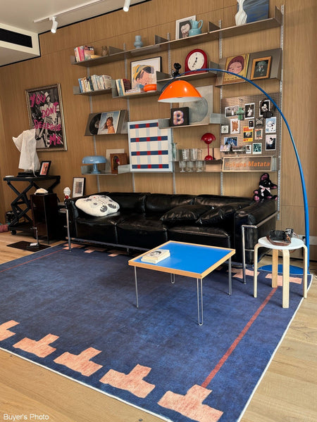Blue Modern Rugs for Dining Room, Bedroom Modern Floor Carpet, Mid Century Area Rugs, Contemporary Modern Living Room Rug Ideas-Grace Painting Crafts