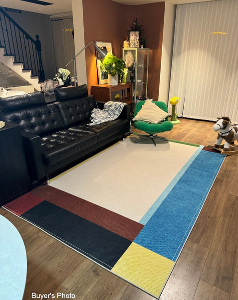 Modern Living Room Rug Ideas, Geometric Contemporary Area Rugs, Mid Century Modern Rugs, Colorful Modern Rugs for Bedroom-Grace Painting Crafts