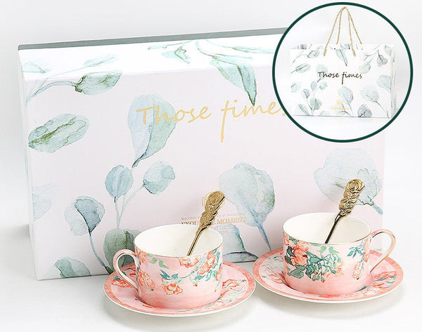 Elegant Coffee Cup, Porcelain Tea cups, British Tea Cup Set, Afternoon Tea Cup with Saucer Set, Porcelain Coffee Cups, Coffee Cup in Gift Box, Vintage Tea Cup Set-Grace Painting Crafts