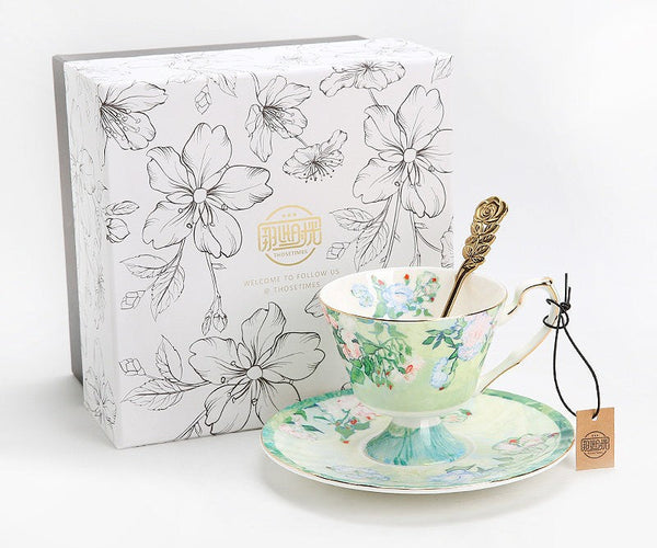 Porcelain Tea Saucer, Ceramic Tea Cup Set, British Tea Cup Set, Luxury Tea Cup Set, Elegant Coffee Cup-Grace Painting Crafts