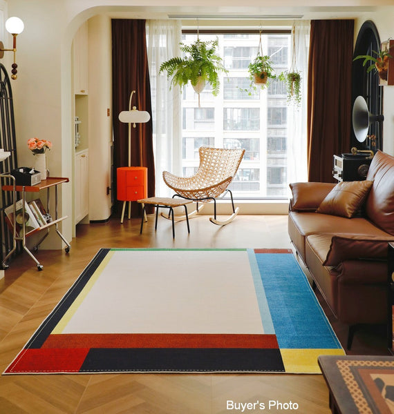 Modern Living Room Rug Ideas, Geometric Contemporary Area Rugs, Mid Century Modern Rugs, Colorful Modern Rugs for Bedroom-Grace Painting Crafts