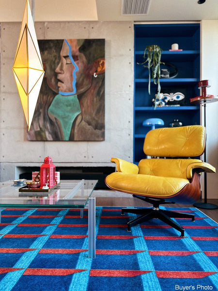 Mid Century Modern Rugs, Bedroom Modern Floor Carpet, Blue Modern Rug Designs, Contemporary Modern Rugs for Dining Room, Living Room Rug Ideas-Grace Painting Crafts