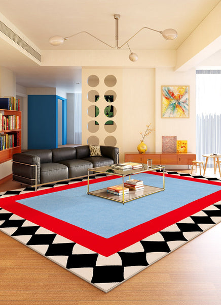 Colorful Modern Rugs for Bedroom, Contemporary Modern Rugs for Living Room, Geometric Modern Rugs, Modern Carpets under Coffee Table-Grace Painting Crafts