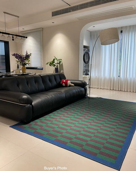 Modern Living Room Rug Ideas, Geometric Contemporary Area Rugs, Green Mid Century Modern Rugs, Colorful Modern Rugs for Dining Room-Grace Painting Crafts