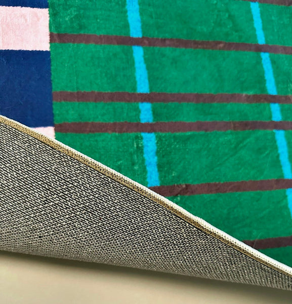 Modern Rugs for Living Room, Geometric Area Rugs, Green Mid Century Contemporary Rugs, Colorful Area Rugs for Bedroom-Grace Painting Crafts