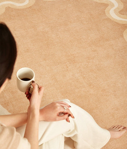 Large Modern Rugs for Living Room, Bedroom Modern Rugs, Dining Room Geometric Modern Rugs, Cream Color Contemporary Modern Rugs-Grace Painting Crafts