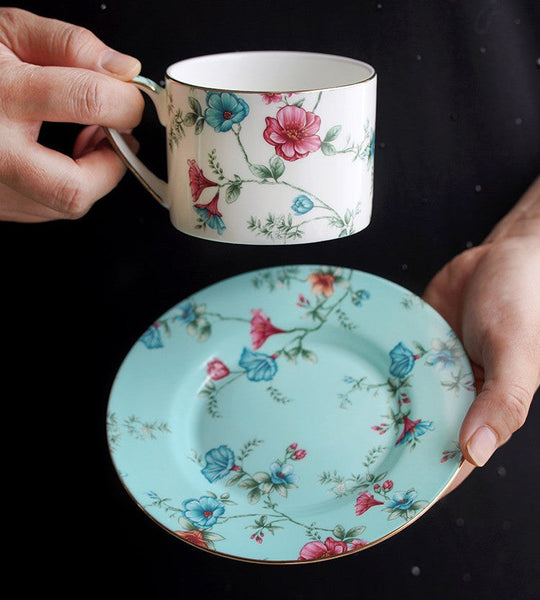 Vintage Tea Cup Set, Elegant Coffee Cup, Porcelain Tea cups, British Tea Cup Set, Afternoon Tea Cup with Saucer Set, Porcelain Coffee Cups, Coffee Cup in Gift Box-Grace Painting Crafts