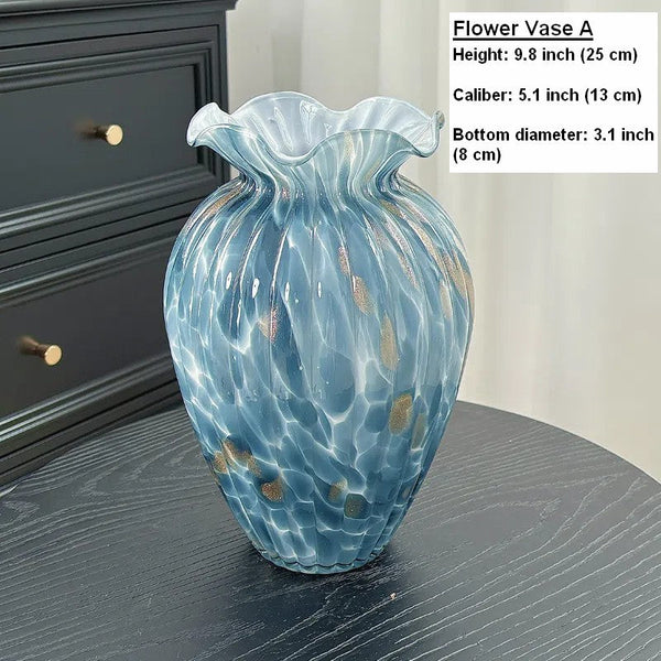 Centerpiece Vases on Table, Handmade Liuli Vases, Color Glaze Vase, Modern Glass Bud Vases, Contemporary Vases for Modern Home Decor-Grace Painting Crafts