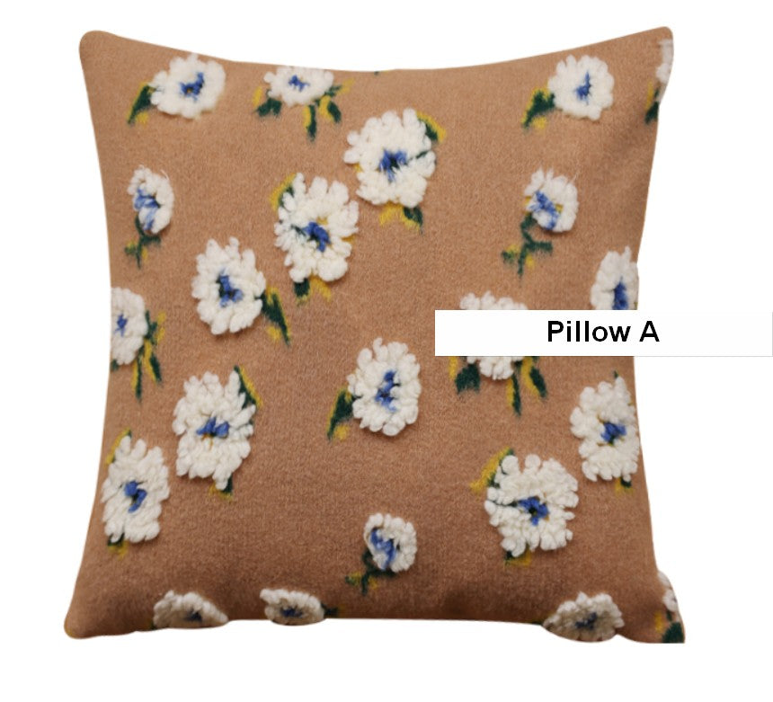 Contemporary Modern Sofa Pillows, Square Modern Throw Pillows for Couch, Flower Decorative Pillow Covers, Decorative Pillows for Bedroom-Grace Painting Crafts