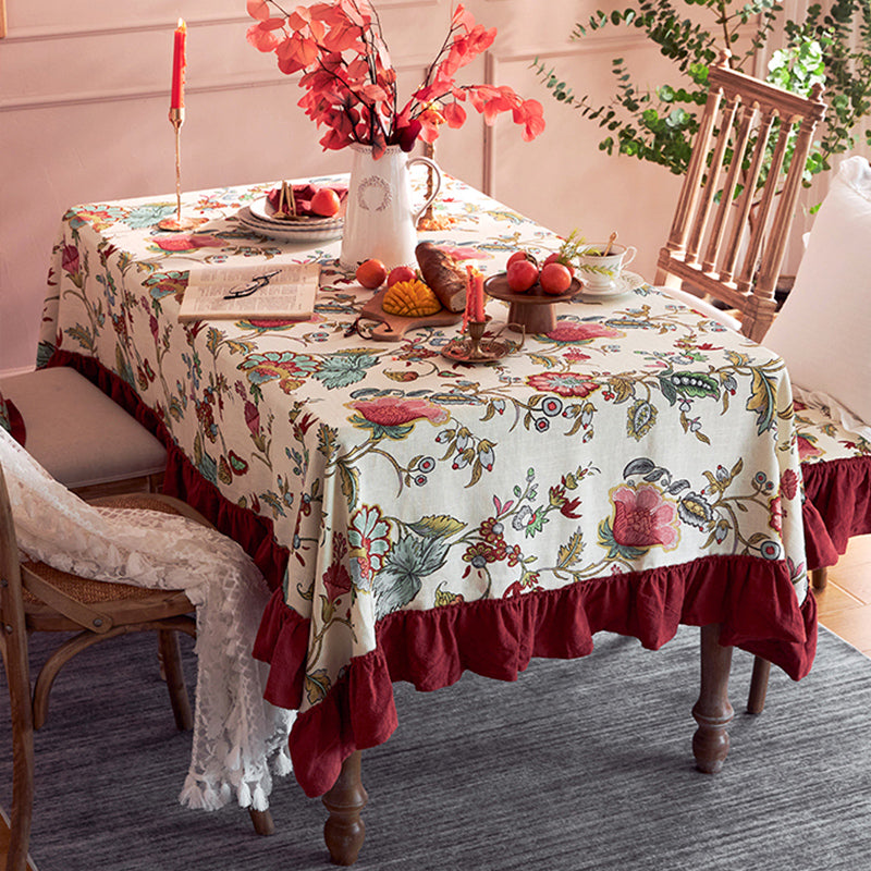 Large Modern Rectangle Tablecloth for Dining Room Table, Blue Flower Pattern Farmhouse Table Cloth, Square Tablecloth for Round Table-Grace Painting Crafts