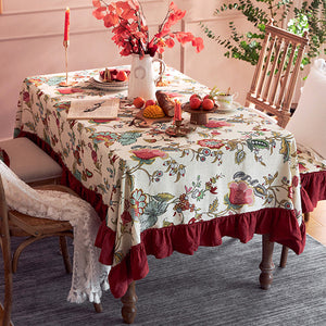 Large Modern Rectangle Tablecloth for Dining Room Table, Blue Flower Pattern Farmhouse Table Cloth, Square Tablecloth for Round Table-Grace Painting Crafts