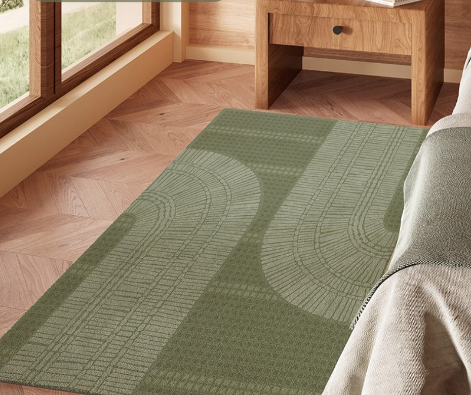 Dining Room Floor Rugs, Modern Rug Ideas for Living Room, Green Modern Rugs under Sofa, Abstract Contemporary Rugs for Bedroom-Grace Painting Crafts