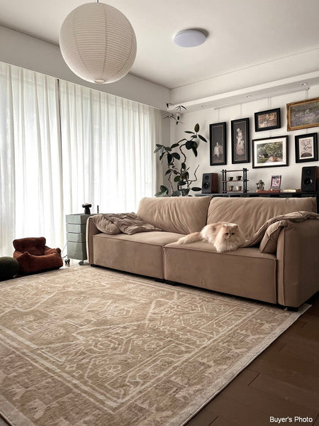 Large Modern Rugs under Dining Room Table, Contemporary Abstract Rugs Next to Bed, Geometric Modern Carpets for Office, Vintage Soft Turkish Rug for Living Room-Grace Painting Crafts