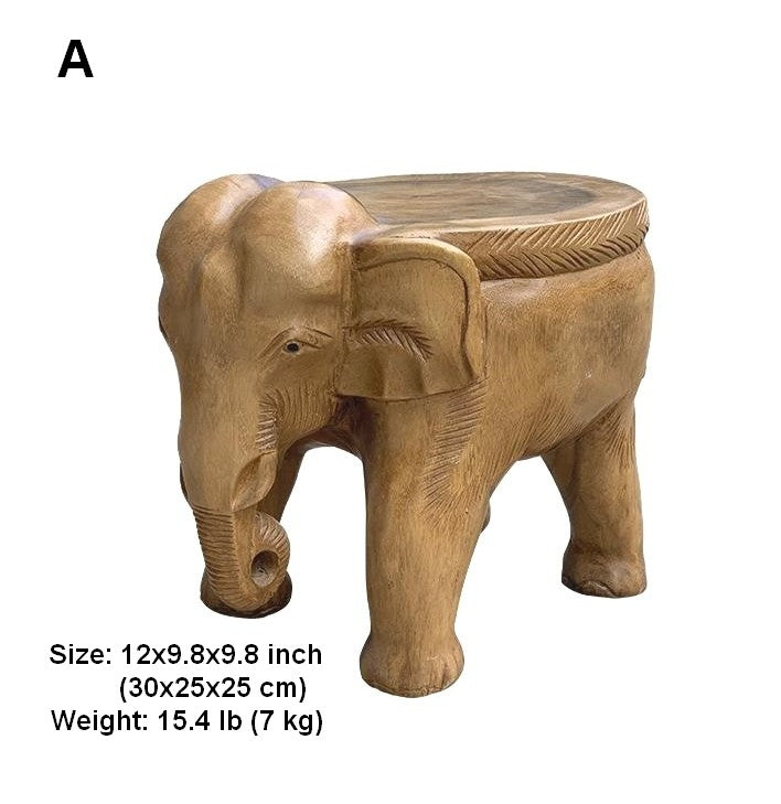 Elephant Sofa Stool, Dining Table Stool, Handmade Solid Wood low Stool, Elephant Wooden Stool, Creative Shoe-changing Stool-Grace Painting Crafts