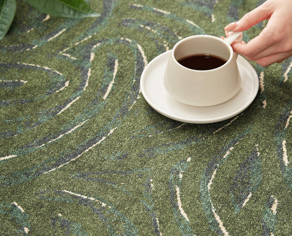 Bedroom Abstract Modern Area Rugs, Green Contemporary Modern Rugs, Geometric Round Rugs for Dining Room, Mid Century Round Modern Rugs under Chairs-Grace Painting Crafts