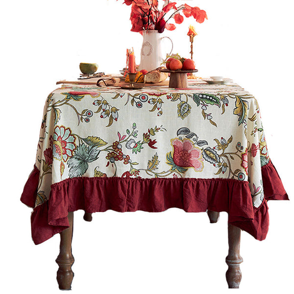 Large Modern Rectangle Tablecloth for Dining Room Table, Blue Flower Pattern Farmhouse Table Cloth, Square Tablecloth for Round Table-Grace Painting Crafts