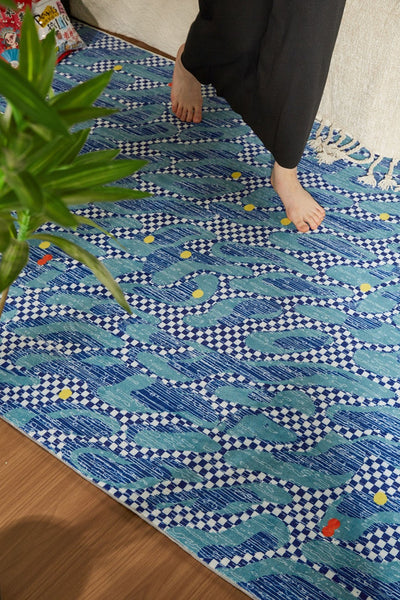 Abstract Area Rugs for Living Room, Contemporary Modern Rugs Next to Bed, Modern Carpets for Office, Geometric Modern Rugs under Dining Room Table-Grace Painting Crafts