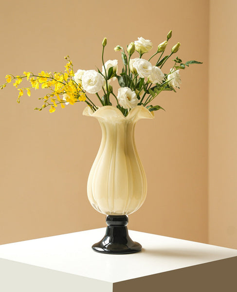Unique Decorative Glass Vase, Centerpiece Contemporary Vases on Table, Mid Century Glass Vases, Handmade Modern Vases for Living Room, Modern Glass Vase for Flowers-Grace Painting Crafts
