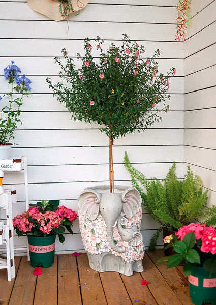 Modern Garden Flower Pot, Unique Animal Statue for Garden Ornaments, Beautiful Elephant Flowerpot, Resin Statue for Garden, Villa Outdoor Decor Gardening Ideas-Grace Painting Crafts