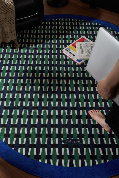 Abstract Contemporary Round Rugs under Chairs, Mid Century Circular Rugs for Bedroom, Modern Rugs for Dining Room, Geometric Modern Rugs for Living Room-Grace Painting Crafts