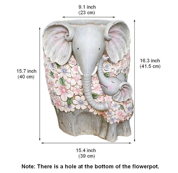 Modern Garden Flower Pot, Unique Animal Statue for Garden Ornaments, Beautiful Elephant Flowerpot, Resin Statue for Garden, Villa Outdoor Decor Gardening Ideas-Grace Painting Crafts