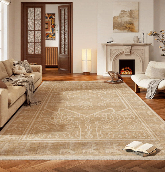 Large Modern Rugs under Dining Room Table, Contemporary Abstract Rugs Next to Bed, Geometric Modern Carpets for Office, Vintage Soft Turkish Rug for Living Room-Grace Painting Crafts