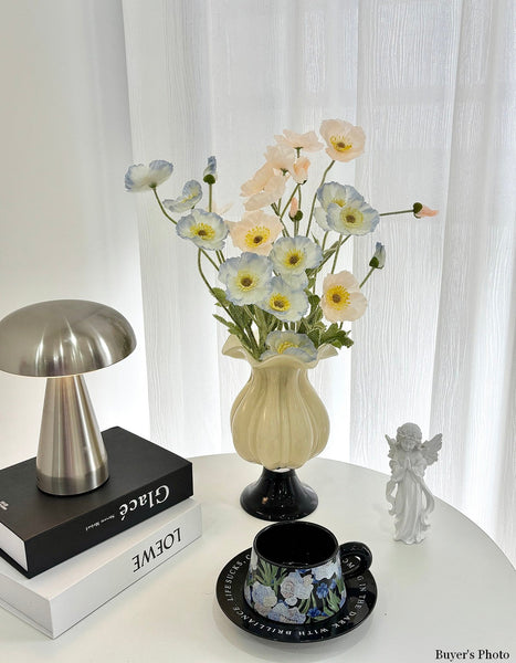Unique Decorative Glass Vase, Centerpiece Contemporary Vases on Table, Mid Century Glass Vases, Handmade Modern Vases for Living Room, Modern Glass Vase for Flowers-Grace Painting Crafts