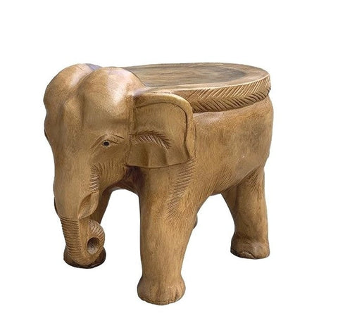 Elephant Sofa Stool, Dining Table Stool, Handmade Solid Wood low Stool, Elephant Wooden Stool, Creative Shoe-changing Stool-Grace Painting Crafts