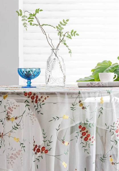Spring Flower Rectangular Tablecloth for Oval Table, Extra Large Lace Tablecloths, Lace Embroidered Table Covers, Rectangular Table Covers for Coffee Table-Grace Painting Crafts